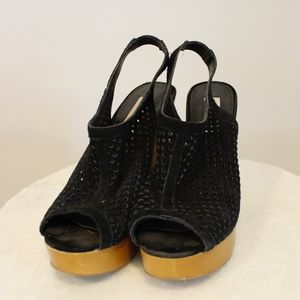 Steve Madden Peep Toe Wedges w/ Suede Mesh